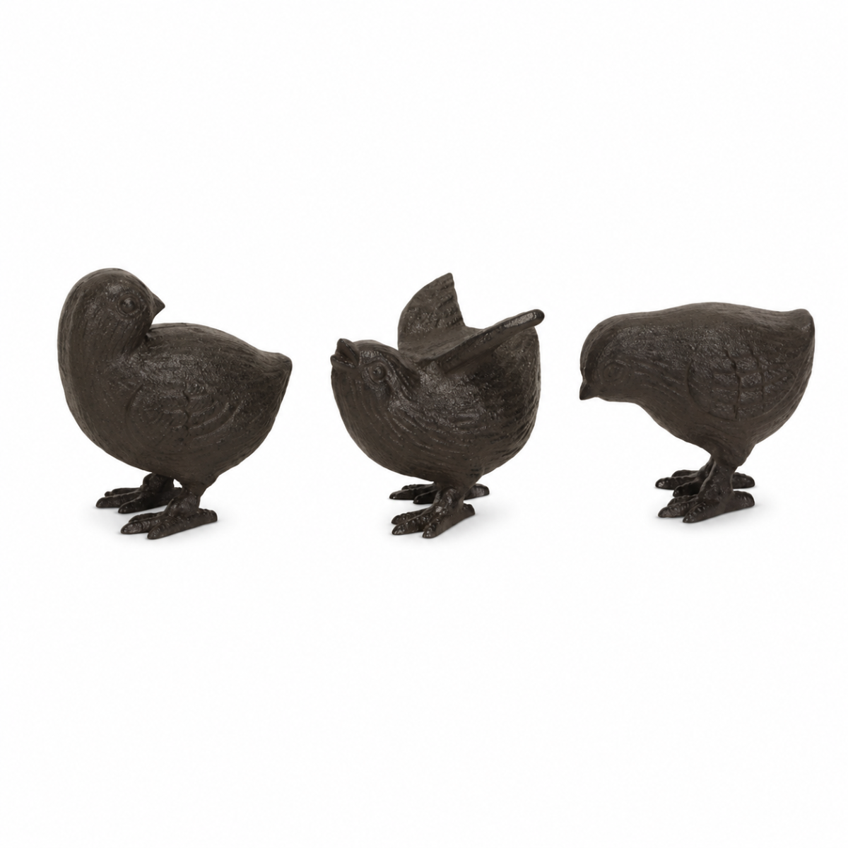 Gartenfiguren Vögel Gusseisen 3fach sort. H7,5-9,5cm Dekovogel Spatz Figuren Vogelfigur Gartendeko