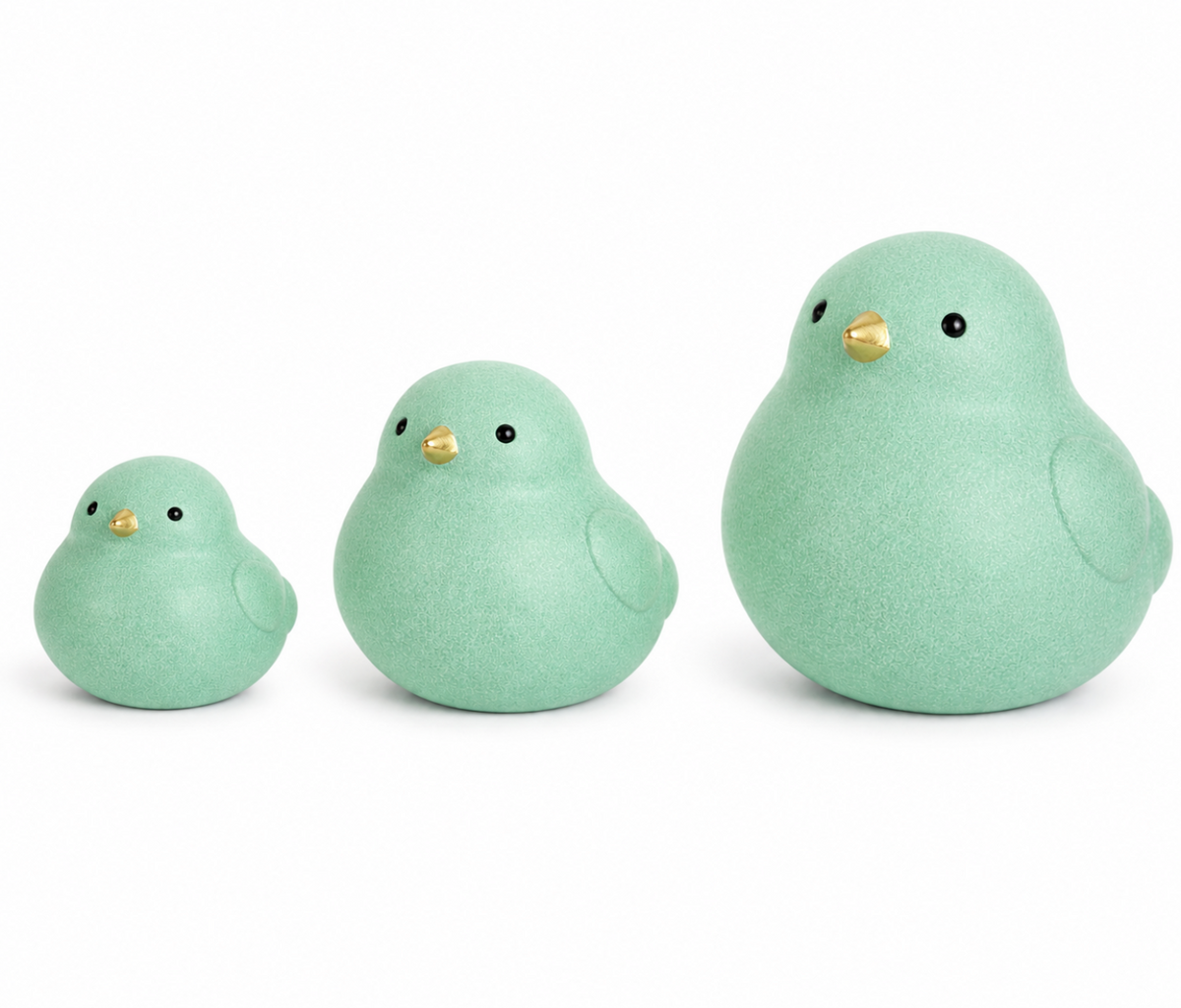 Vogel Keramik Dekofigur H12,5cm+ H18,5cm+H24cm Moderner Dekovogel in mint Wohnraum- & Tischdekoration 3Größen wählbar