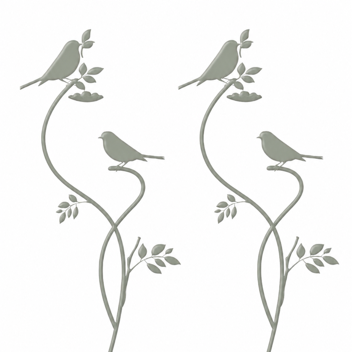 Gartenstecker Vogel 2er Set aus Metall mint Design Gartendeko am Stab Dekorativer Vogelstecker für Garten, Balkon und Blumentopf B18cm H80 cm
