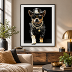 Cowboy-Dog Wandbild 82 x 62 cm – Dekoratives Hunde-Motiv im Western-Stil – Wanddeko, Wohnaccessoire & Blickfang