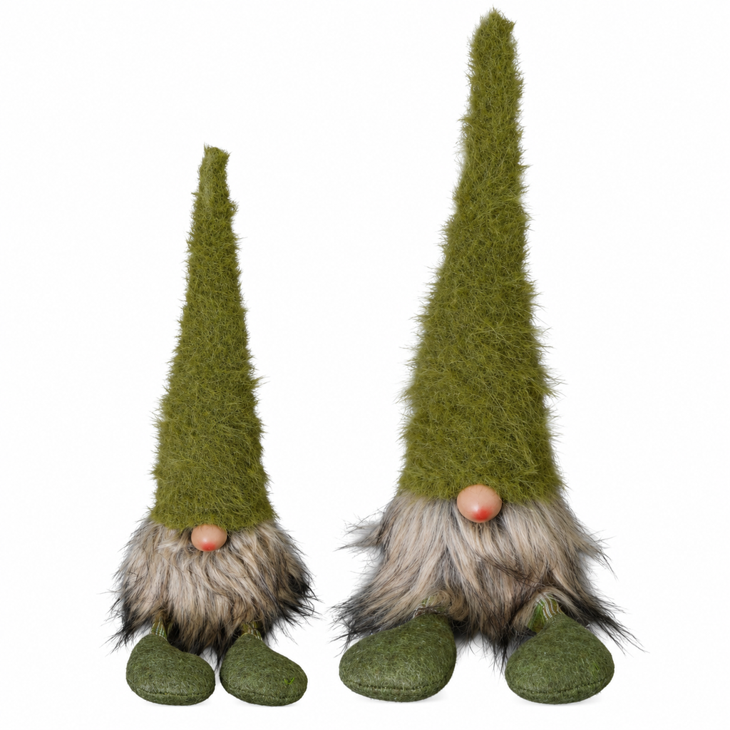 Gnom Lilian grün aus Filz – Wichtel Figur & Skulptur für Herbstdeko, H37 & 50 cm 2Größen wählbar