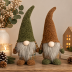 Gnom Fily 2-fach sortiert – H30 cm – Grüner & brauner Wichtel aus Polyester – Herbst, Weihnachtsdeko & Winterdeko