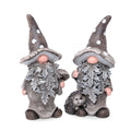 Poly-Wichtel 2er-Set in Grau-Silber – Dekorative Wichtelfiguren 9,5 cm x 19,5 cm Herbst