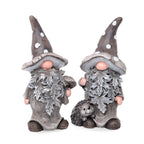Poly-Wichtel 2er-Set in Grau-Silber – Dekorative Wichtelfiguren 9,5 cm x 19,5 cm Herbst