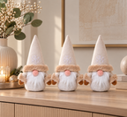 Deko Wichtel 3er Set 16 cm – Weiße Wichtelfiguren aus Stoff Baumwolle & Filz
