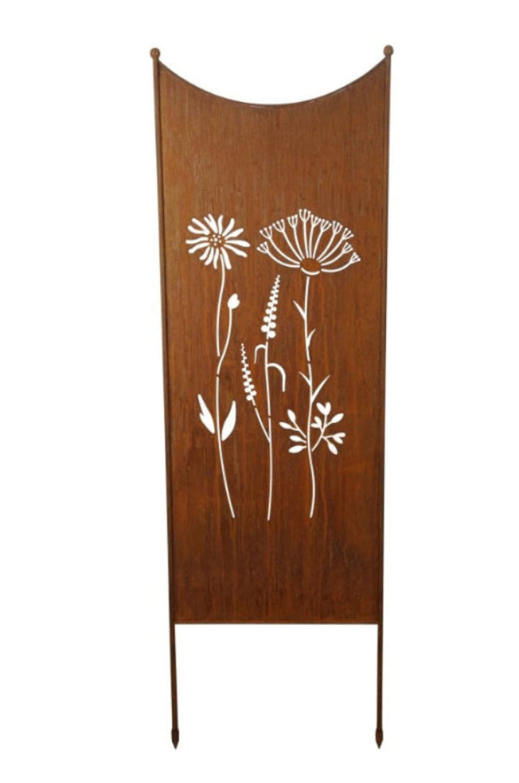 Stele Metall Edelrost Sichtschutz "Wildblume" Windschutz in 2 Größen wählbar