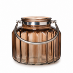 Glas-Windlicht mit Henkel Braun 20 × 18 cm – Windlicht & Tischdeko Laterne