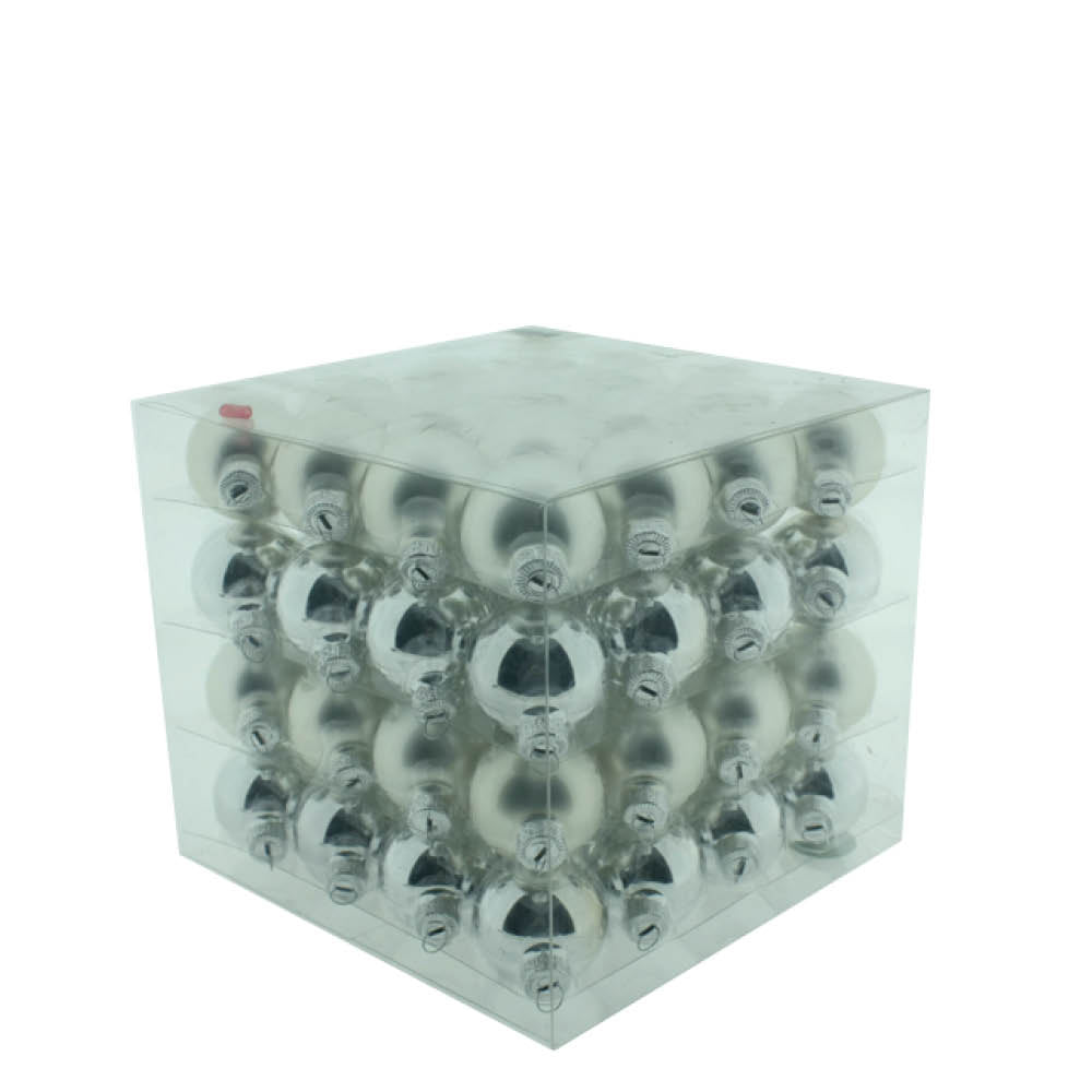 Weihnachtskugeln/Baumkugeln Ø40mm Box/64. silber combi