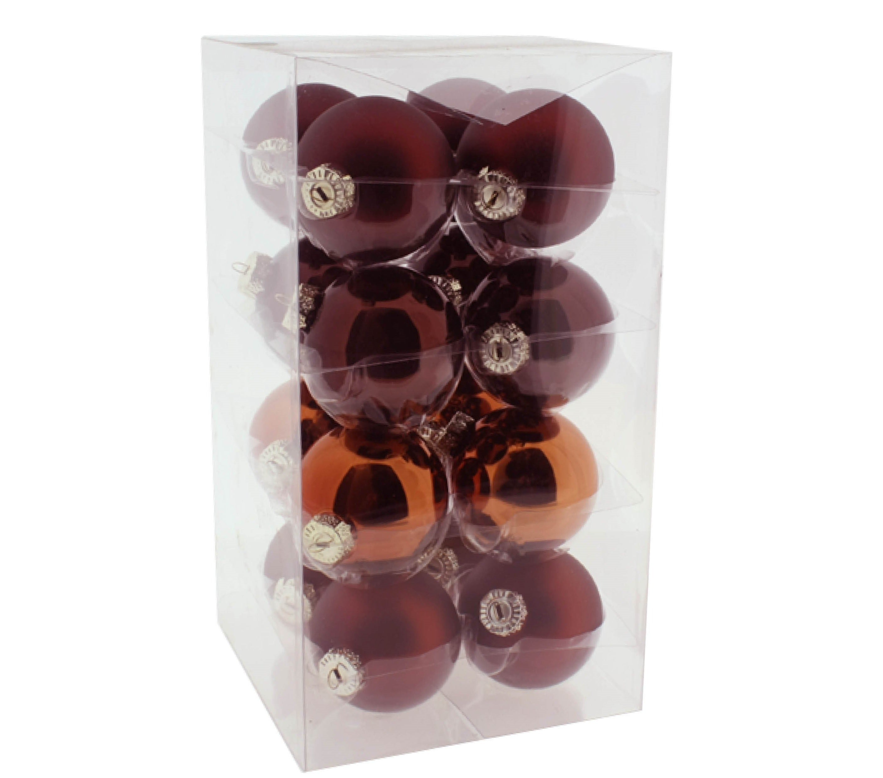 Weihnachtskugeln Ø8cm 16 Stück braun combi Christbaumkugeln