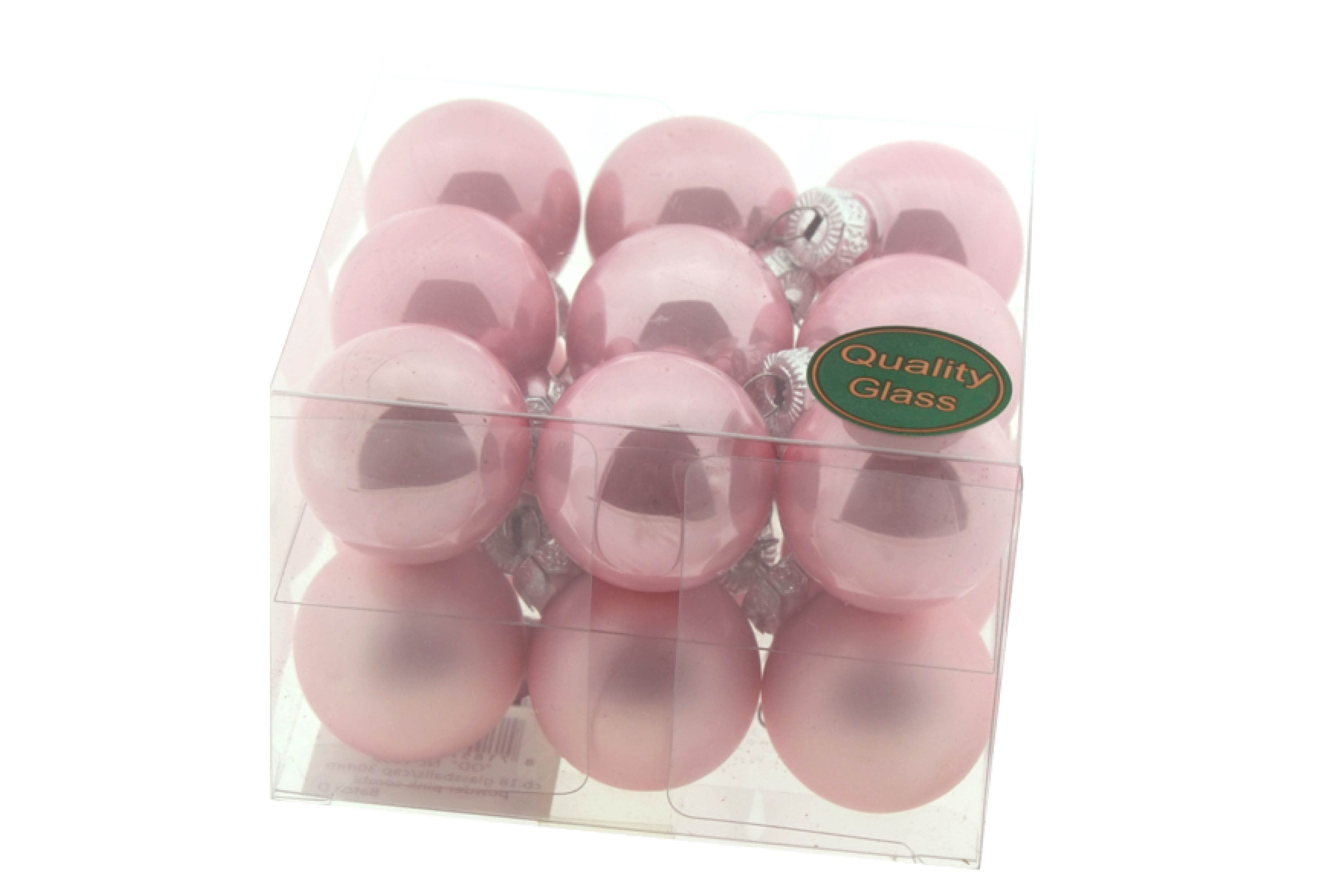 Weihnachtskugeln Ø3cm Box/18 rosa combi Glas Christbaumkugeln