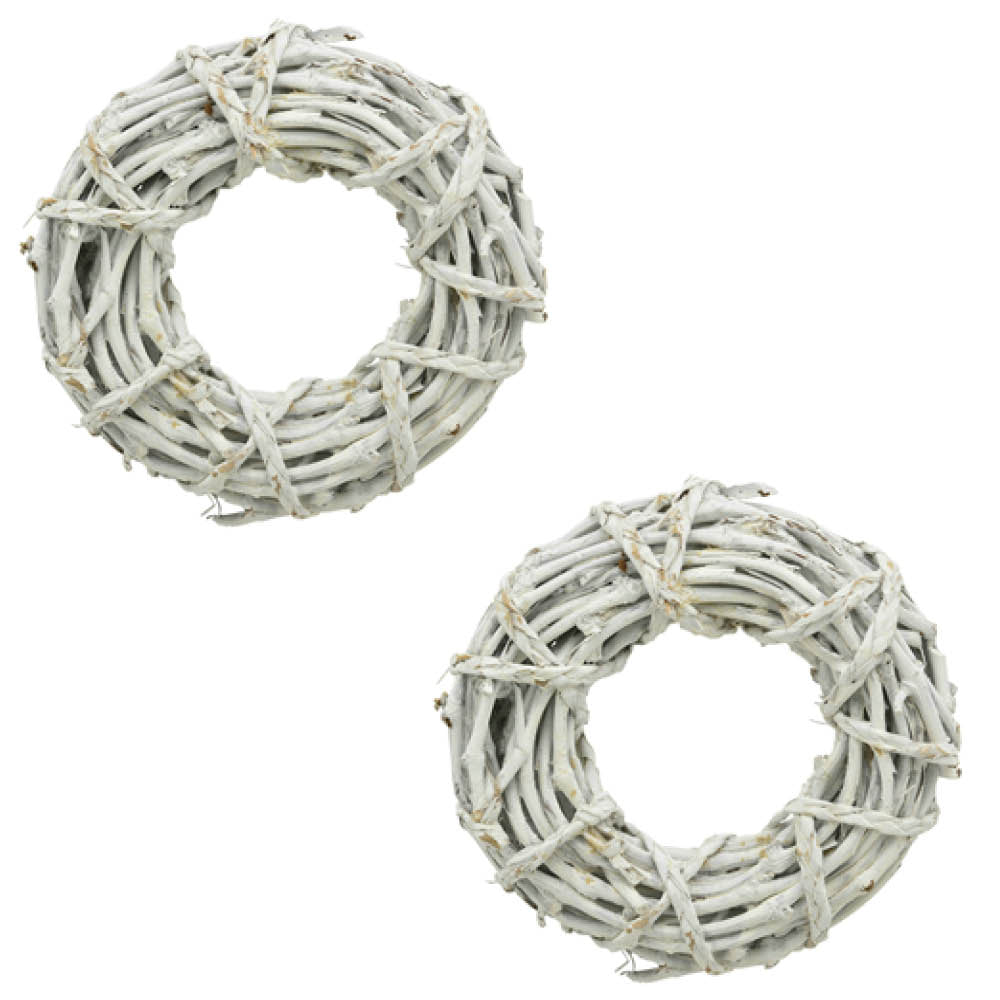Kranz Türkranz Rattan 2er Set weiß Naturmaterial Ø25 cm H8cm