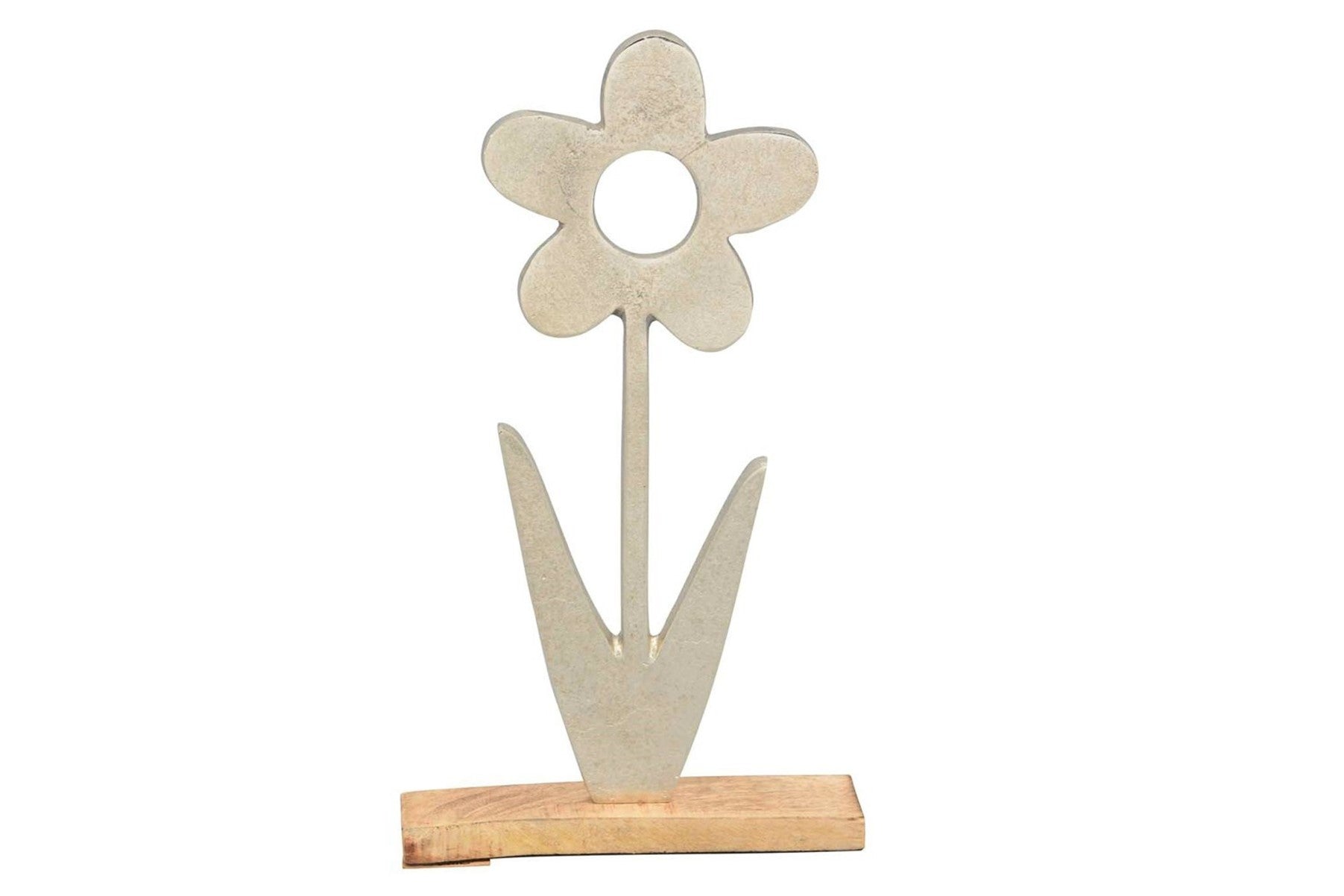 Blume PURI Alu Holz H36 cm silber/natur