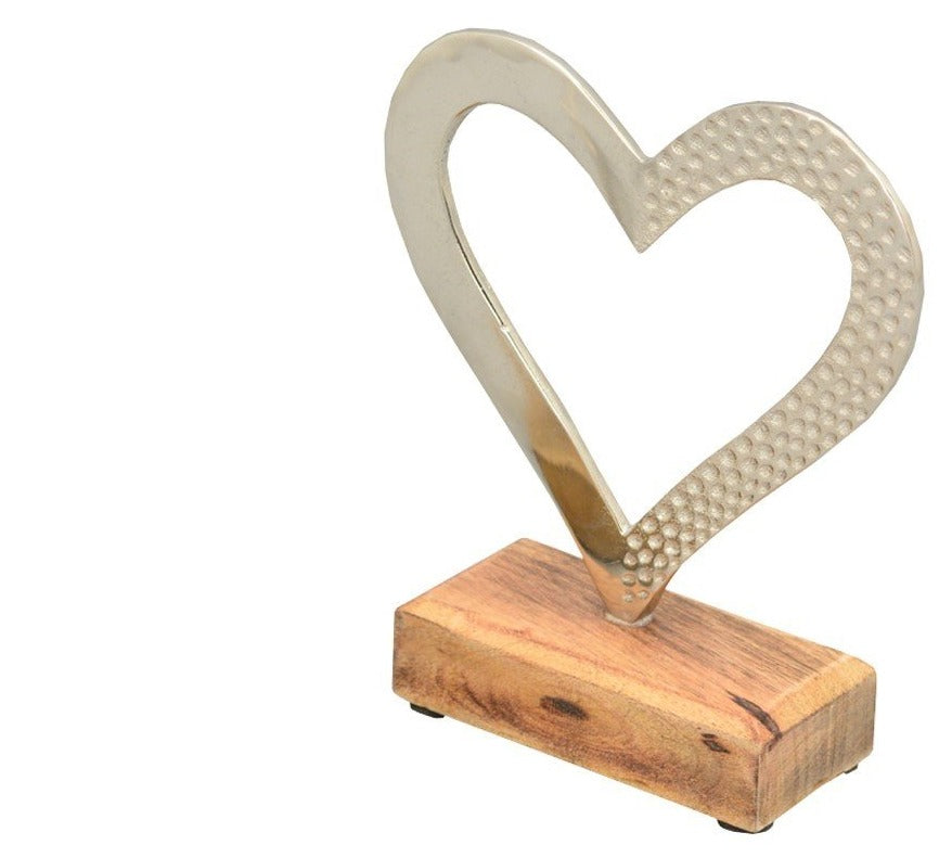 Herz offen PURI Alu Holz H17 cm silber/natur