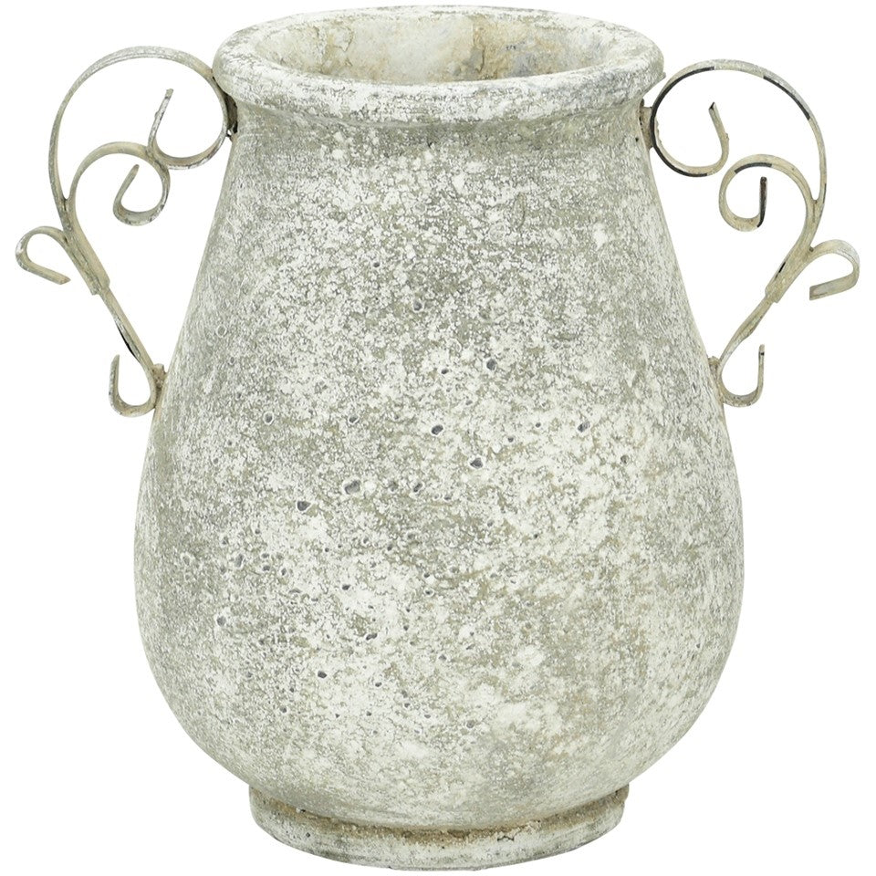 Vase mit Henkel Zement Topf rund ATTA creme Shabby Ø 20 cm