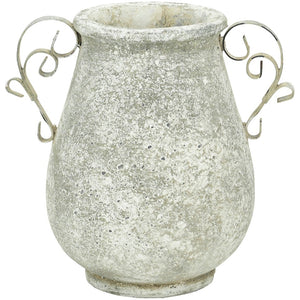 Vase mit Henkel Zement Topf rund ATTA creme Shabby Ø 20 cm