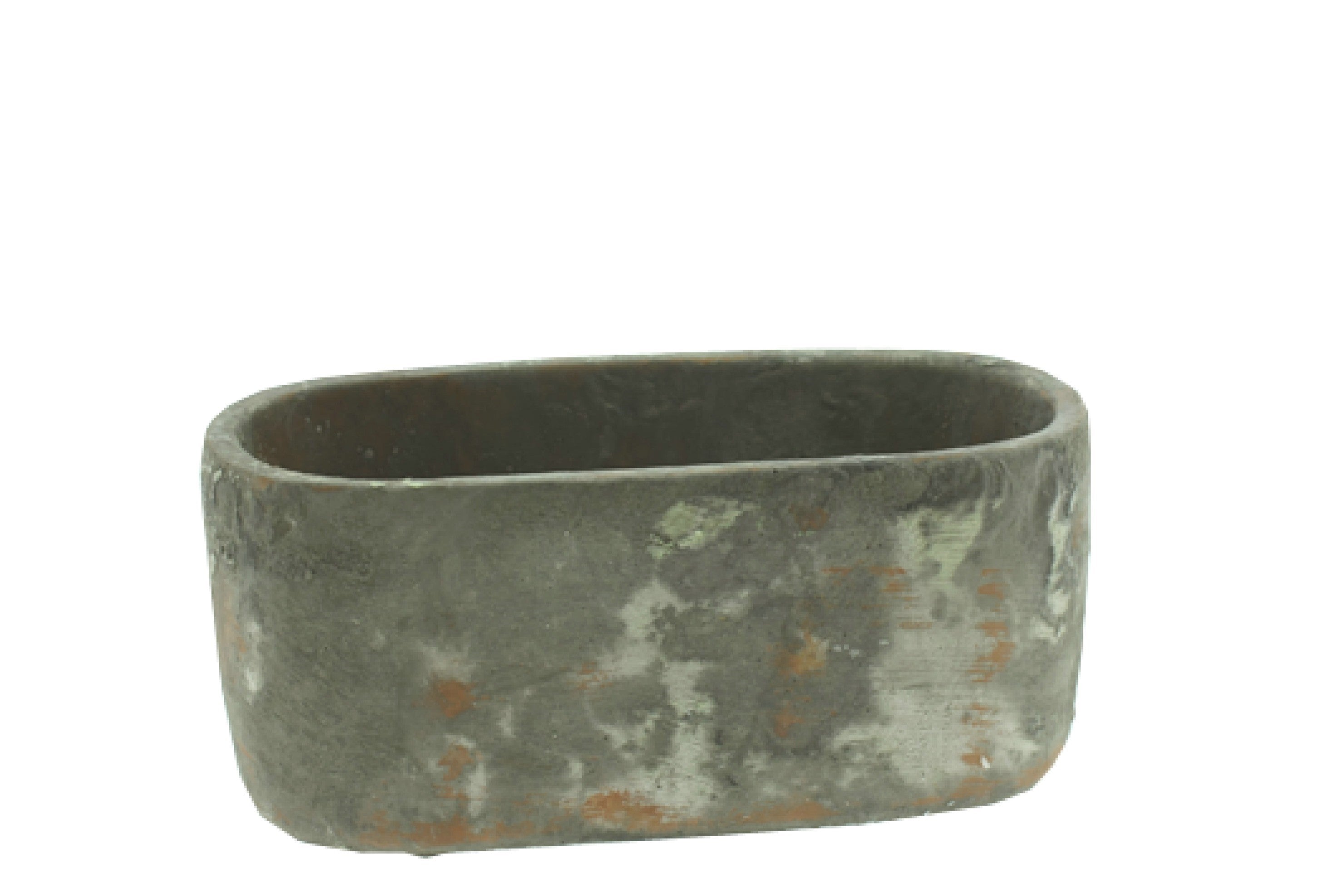 Jardiniere Zement MOOLA Topf terra/grün Ø 25,5 x 14,5 cm