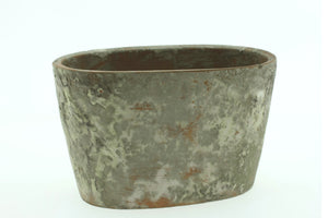 Jardiniere Zement MOOLA Topf oval terra/grün Ø 20 x 10 + 21 x 11,5cm