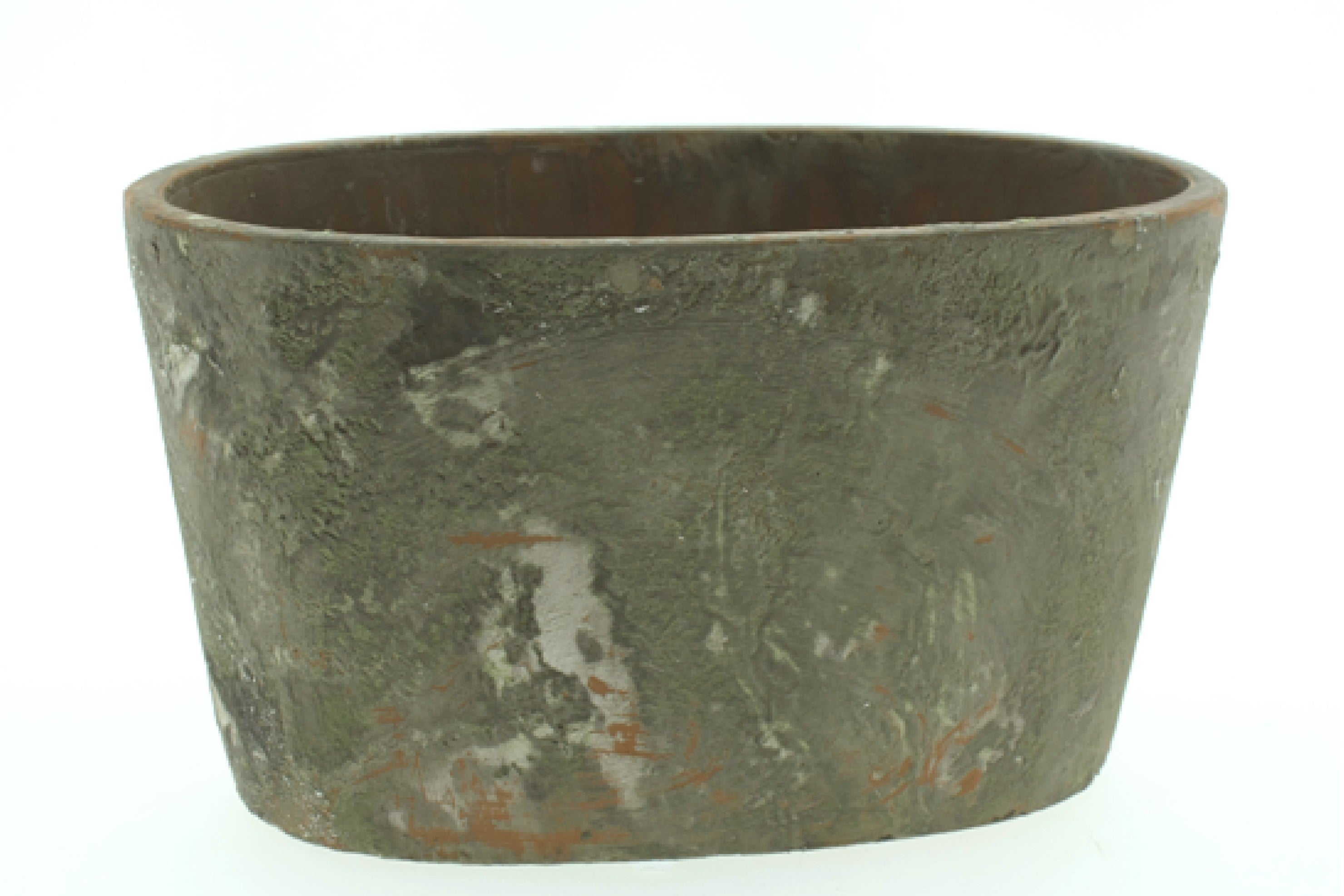 Jardiniere Zement MOOLA Topf oval terra/grün Ø 20 x 10 + 21 x 11,5cm