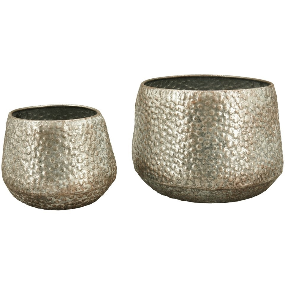 Übertopf "Dore" Metall creme/gold 2erSet Ø15+21 cm