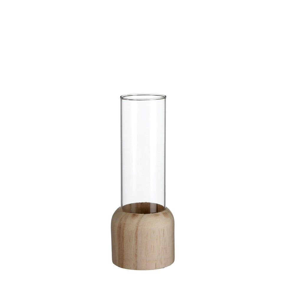 Glasvase auf Holzfuß Vase H18cm+25cm 2 Größen