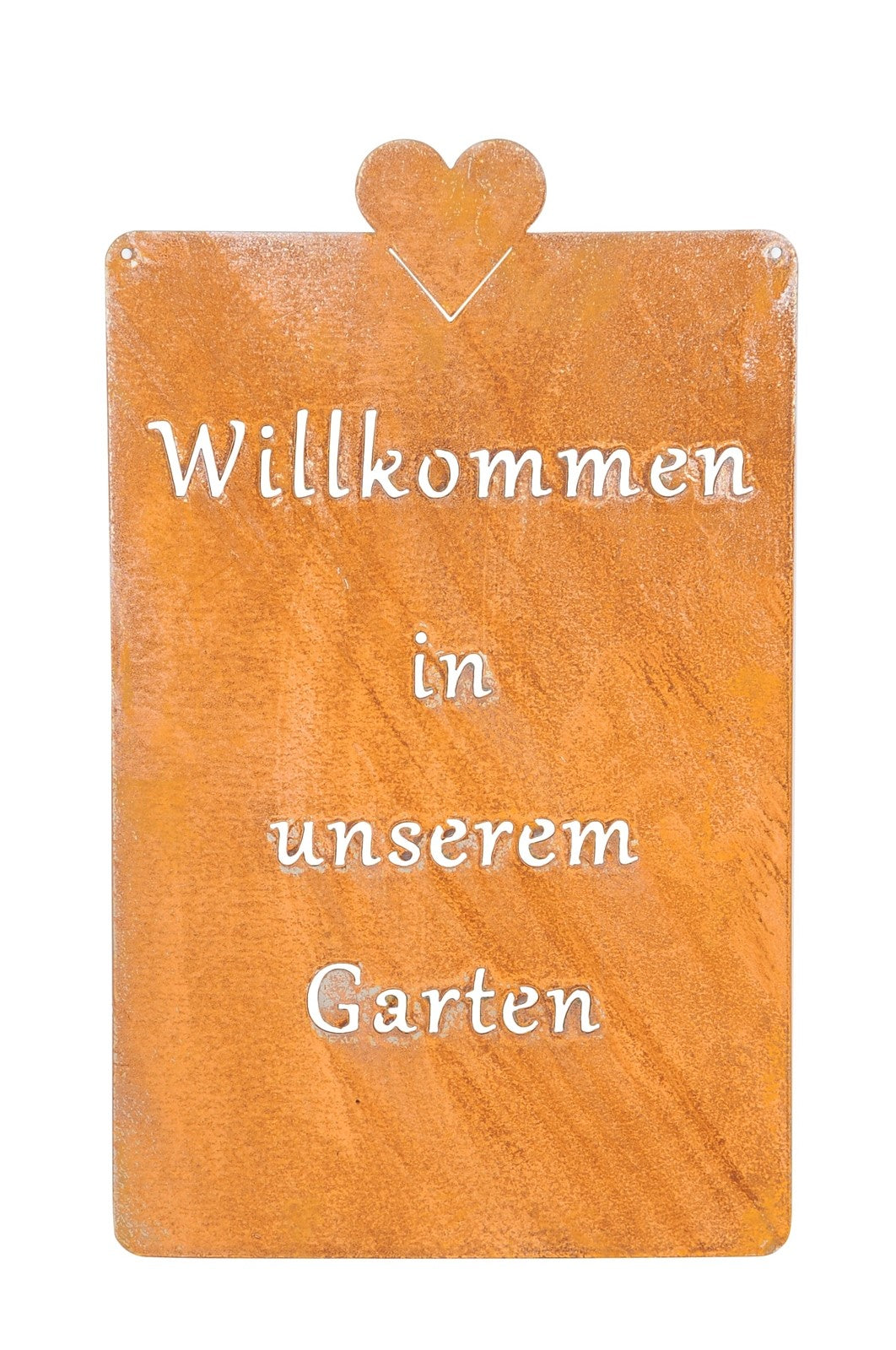 Spruchschild "Willkommen in unserem Garten" rost