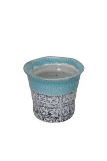 Übertopf blau/weiß Vintage Ø13 + 16cm Keramik