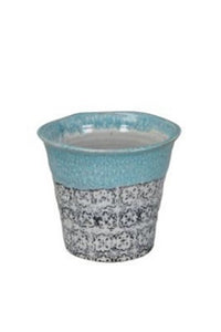 Übertopf blau/weiß Vintage Ø13 + 16cm Keramik