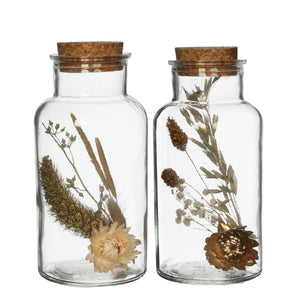 Trockenblumen in Flasche mit Korken Medizinflasche 2er Set Boho-Deko  2Größen