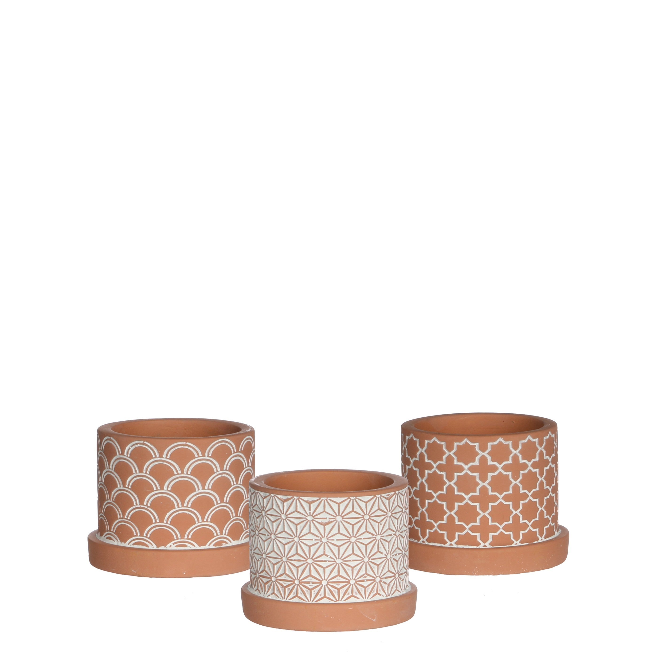 Töpfe Zement "ANNA" terra gemustert 3er Set Ø8,5cm H7cm in 4 Größen