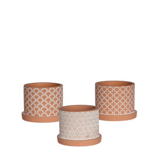Töpfe Zement "ANNA" terra gemustert 3er Set Ø8,5cm H7cm in 4 Größen