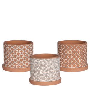 Töpfe Zement "ANNA" terra gemustert 3er Set Ø8,5cm H7cm in 4 Größen