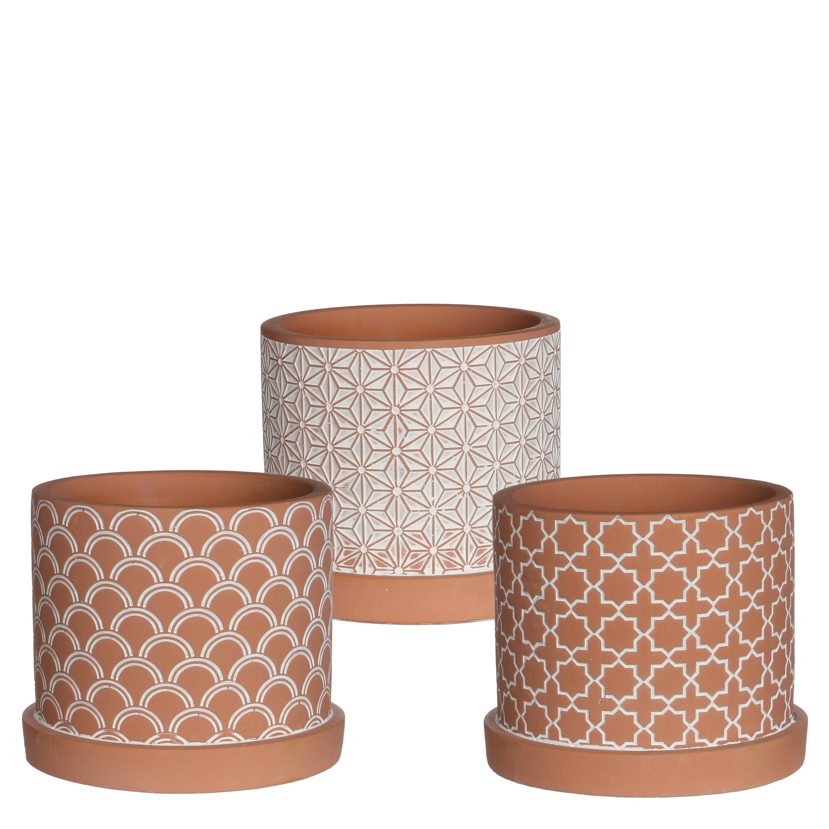 Töpfe Zement "ANNA" terra gemustert 3er Set Ø8,5cm H7cm in 4 Größen