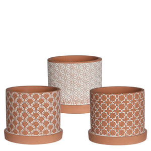 Töpfe Zement "ANNA" terra gemustert 3er Set Ø8,5cm H7cm in 4 Größen