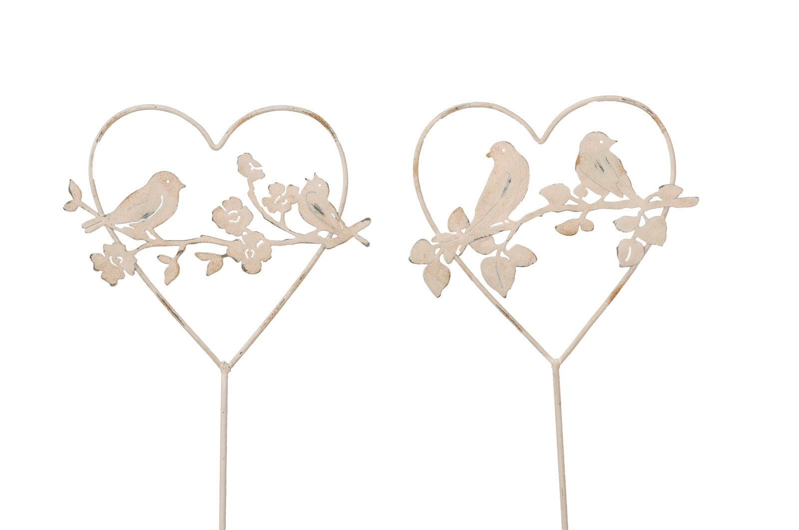 Gartenstecker Herz Vogel 2fach sort. rosa