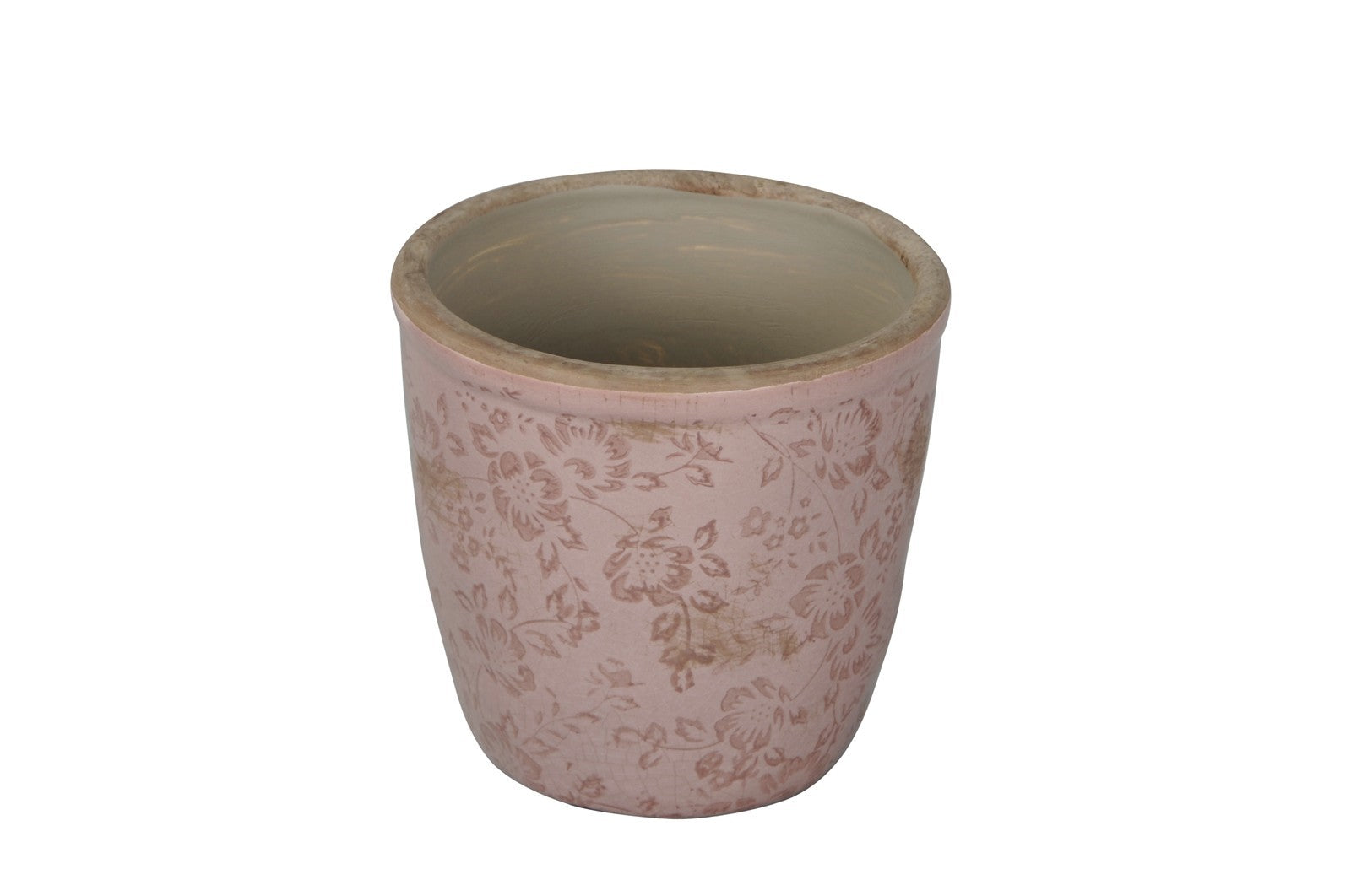 Übertopf rund BAROQUE rosa Ø14 cm Zement