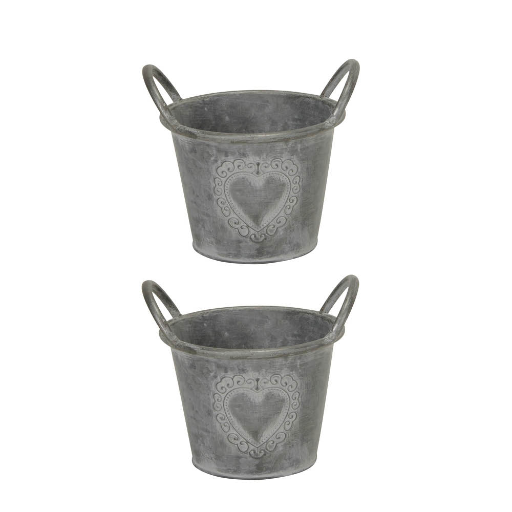 2x Metall Topf Herz mit Griff Ø16cm H12cm Valentinstag Übertopf