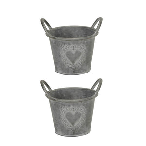 2x Metall Topf Herz mit Griff Ø16cm H12cm Valentinstag Übertopf