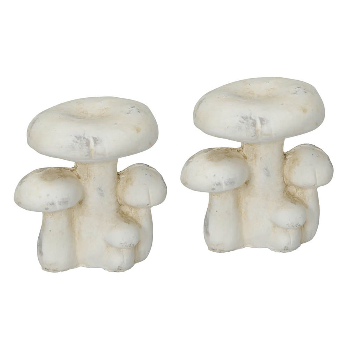 Pilzgruppe Zement 2erSet Pilz creme 9,5x8cm H10 cm
