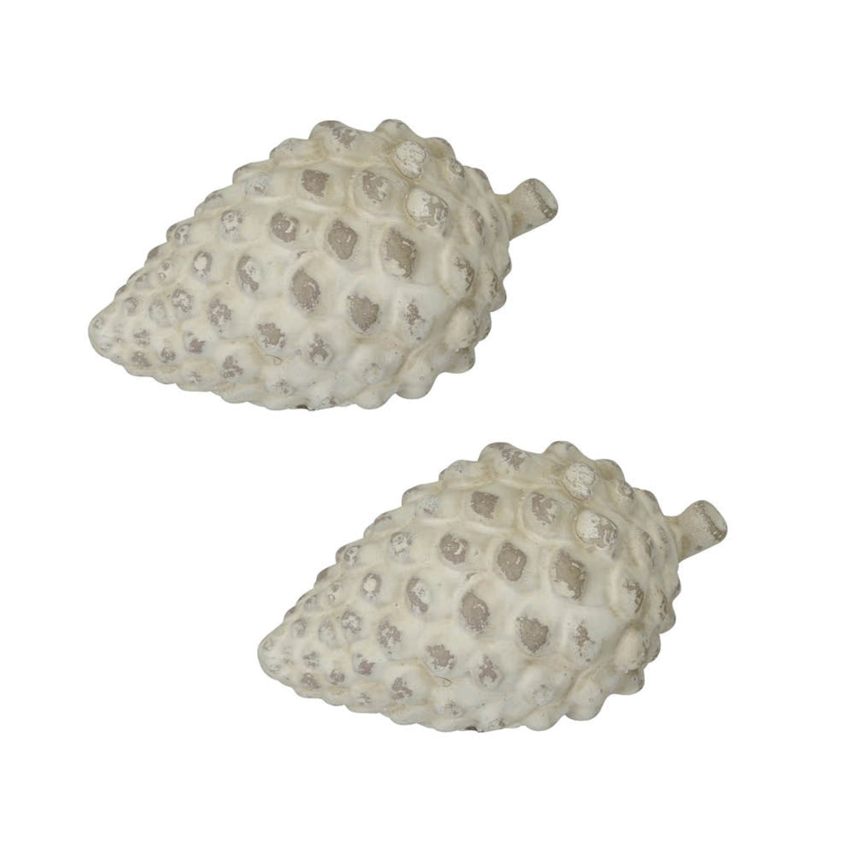 Zapfen Zement 2erSet creme klein Herbstdeko 12x7cm H6 cm