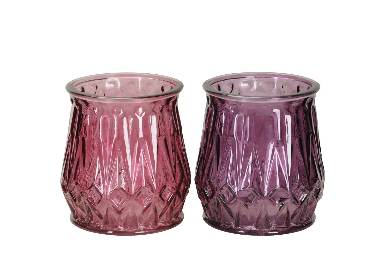 Windlicht Glas 2Fg.sort purple/bordeaux H10 cm klein