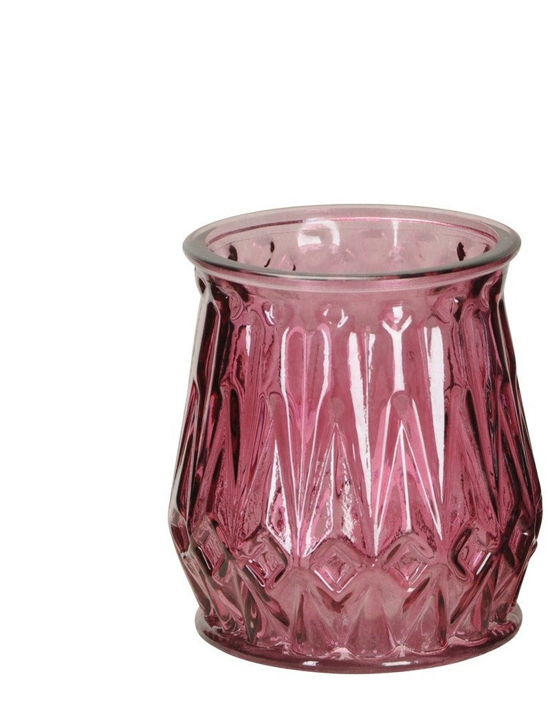 Windlicht Glas 2Fg.sort purple/bordeaux H10 cm klein