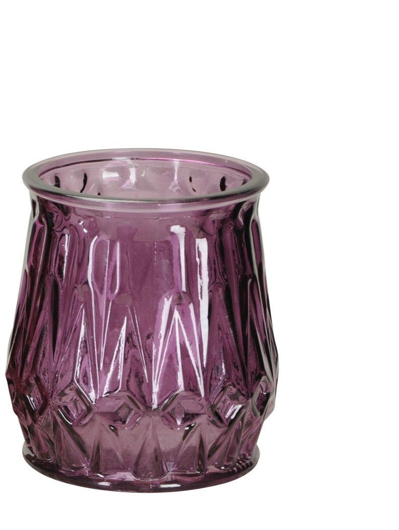 Windlicht Glas 2Fg.sort purple/bordeaux H10 cm klein