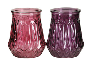 Windlicht Glas 2Fg.sort purple/bordeaux H14 cm groß