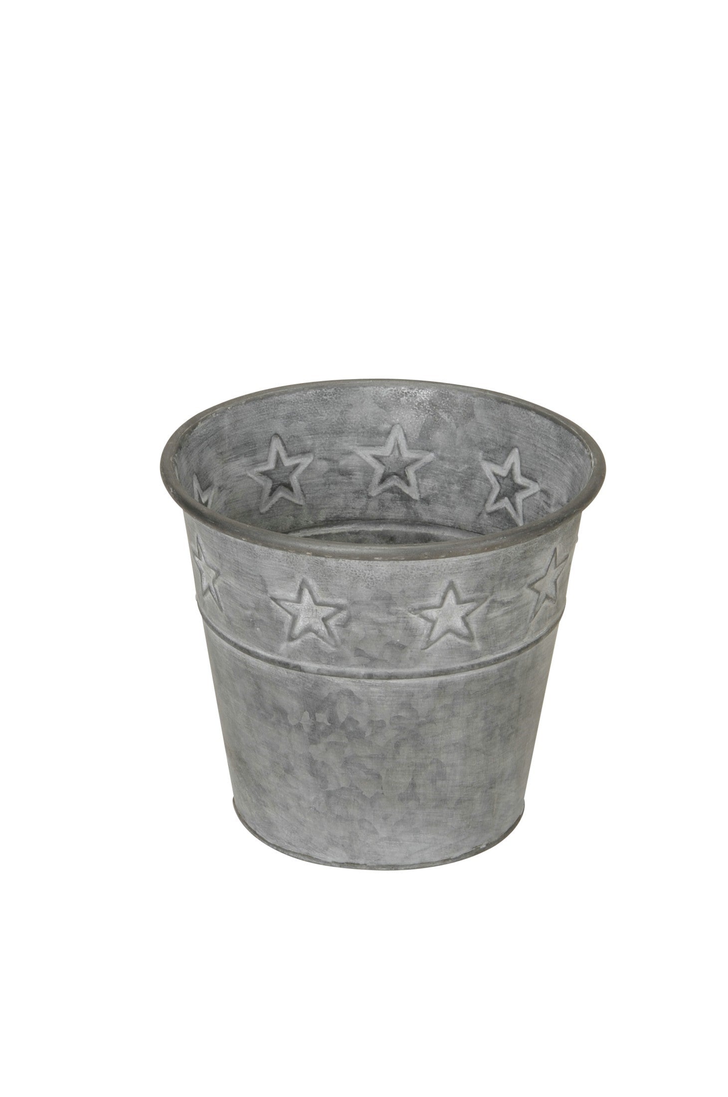 Topf Metall Sterne grau Vintage Ø22+27cm Zinkeimer 2Größen wählbar
