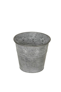 Topf Metall Sterne grau Vintage Ø22+27cm Zinkeimer 2Größen wählbar