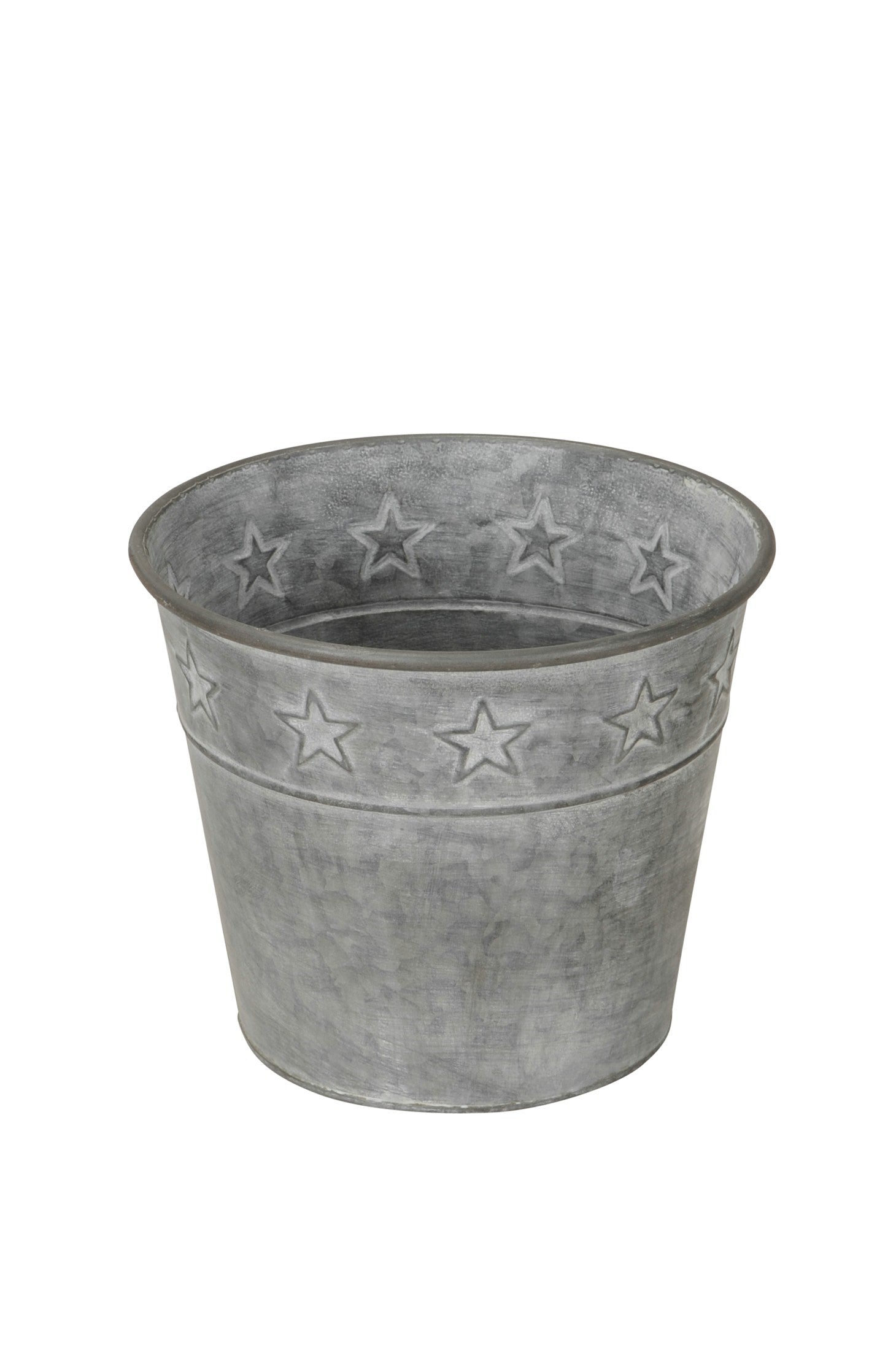 Topf Metall Sterne grau Vintage Ø22+27cm Zinkeimer 2Größen wählbar