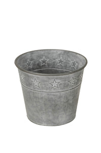Topf Metall Sterne grau Vintage Ø22+27cm Zinkeimer 2Größen wählbar