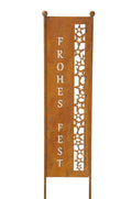 Stele Edelrost Metall "Frohes Fest" Garten H116cm