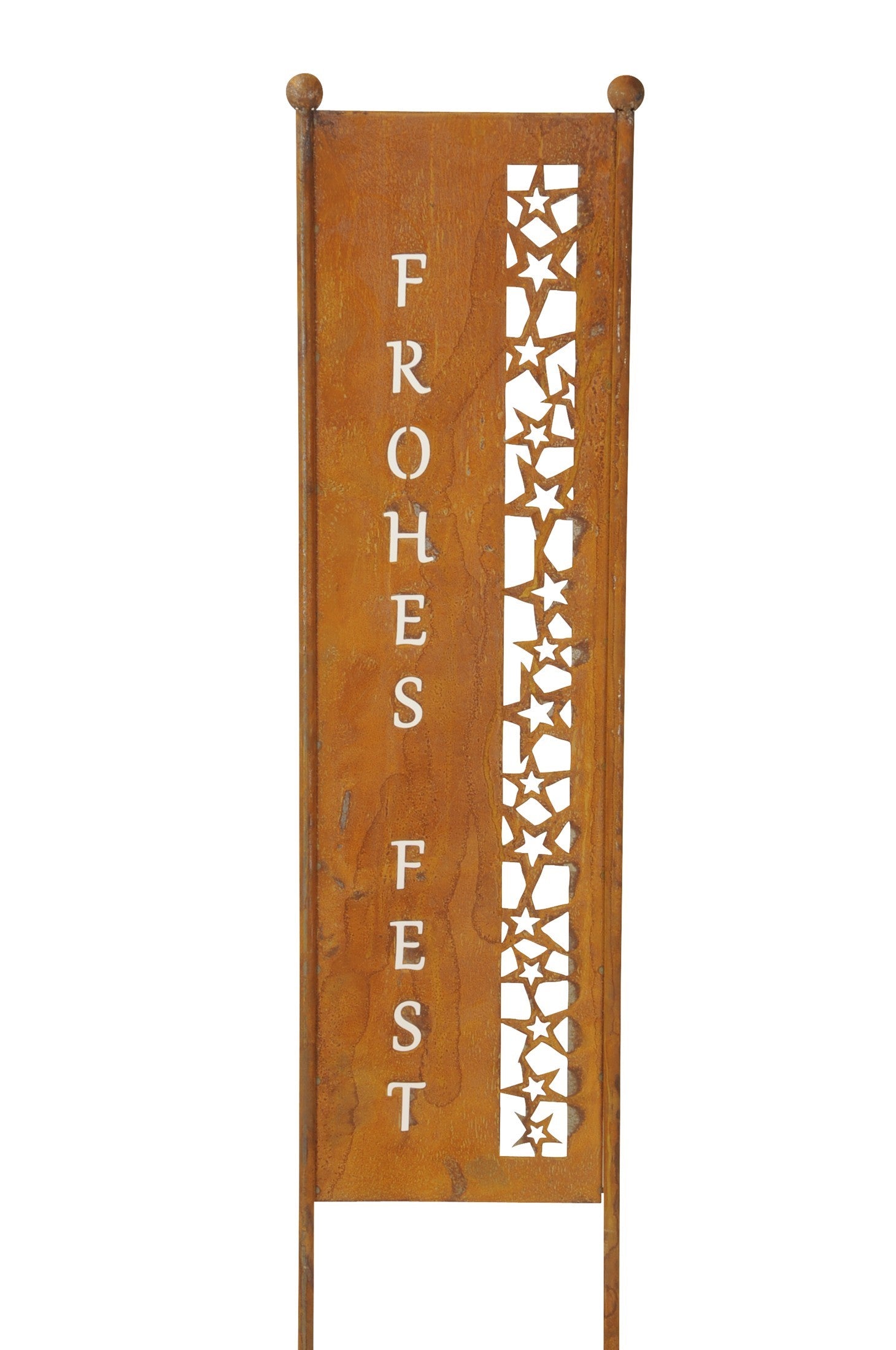 Stele Edelrost Metall "Frohes Fest" Garten H116cm