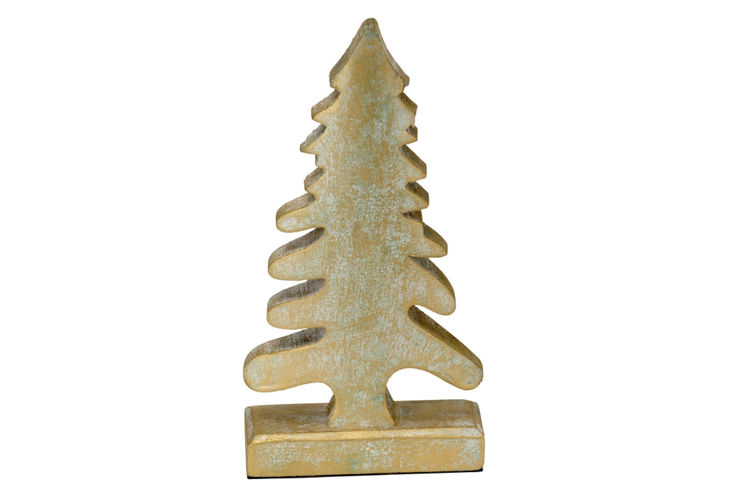 Tannenbaum Tanne Holz patina/gold 3 x 5 cm H24 cm